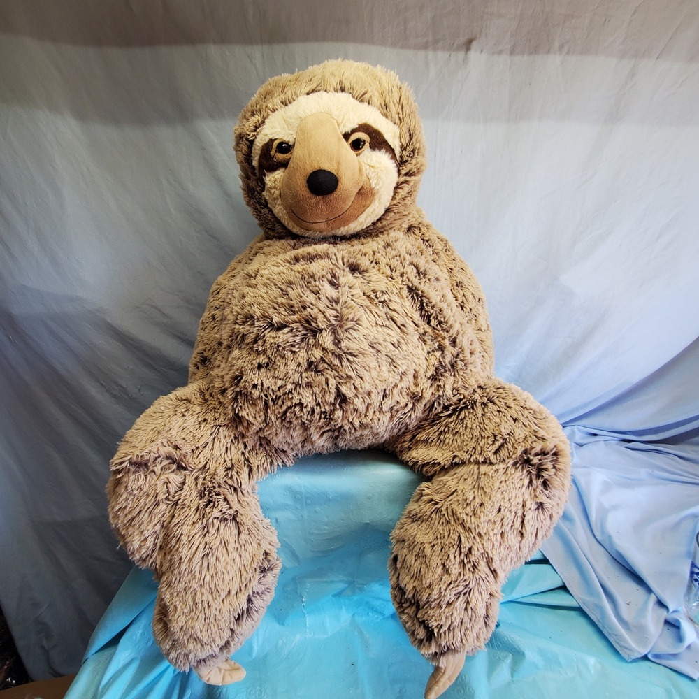 Hugfun Large Sloth Plush Stuffed Animal Brown Tan Shaggy Soft 34 Inch Toy